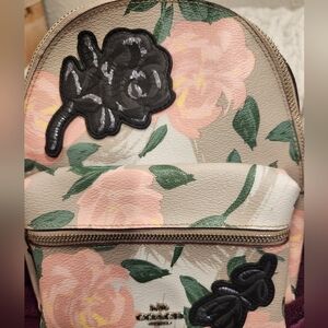 Coach mini backpack camo rose floral multi